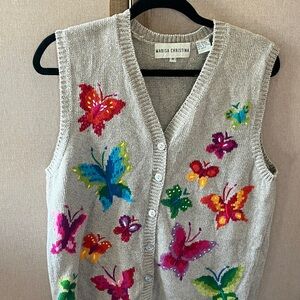 Marisa Christina Multicolor Butterfly Knit Vest medium